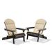 GDF Studio Cartagena Outdoor Acacia Wood Folding Adirondack Chairs with Cushions Set of 2 Dark Gray and Khaki
