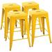 Lacoo Indoor-Outdoor 24 Inches Metal Stackable High Backless Bar Counter Stools Yellow