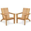 Patiojoy 2PCS Wooden Adirondack Chair W/Ergonomic Design Outdoor Lounge Armchair Acacia Wood chair for Yard&Patio Natural Color