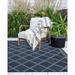 FH Home Flat Woven Outdoor Rug - Waterproof Easy to Clean Stain Resistant - Premium Polypropylene Yarn - Moroccan Geometric Lattice - Patio Porch Deck Balcony - Tunis - Blue - 5ft 4in x 7ft 6in
