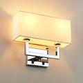 Permo Industrial Wall Sconce White Fabric Shade Light Fixture w On/Off Switch for Living Room Bedroom Bedside (Chrome)