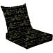 2-Piece Deep Seating Cushion Set Black seamless tropic quote gold palm leaves Palms my mind text Outdoor Chair Solid Rectangle Patio Cushion Set