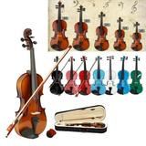 SALE CLEARANCE [US-W]New 3/4 Acoustic Violin Case Bow Rosin Natural