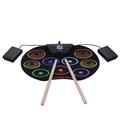 Compact Size Roll-Up Drum Set Electronic Drum Kit 9 Silicon Drum Pads USB/Battery Powered with Drumsticks Foot Pedals for Children Kids