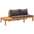 Anself Garden Bench with Table and Dark Gray Cushion Acacia Wood Patio Porch Chair for Backyard Balcony Park Outdoor Furniture 68.9 x 26 x 23.6 Inches (L x W x H)