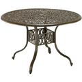 Pemberly Row Coastal Brown Cast Aluminum Round Outdoor Dining Table