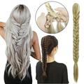 21 Ponytail Fishtail Braid Extension Long Clip on Bun with Claw Clip Synthetic Ponytail Hairpieces Clip in Braided