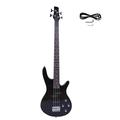 UBesGoo 34 4-String Exquisite Stylish Bass Guitar w/ Power Line and Wrench Tool Black