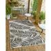 Unique Loom Outdoor Botanical Collection Area Rug - Palm (5 3 x 8 Rectangle Charcoal Ivory/Gray)