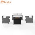 Crosley Furniture Bradenton 4-piece Wicker Outdoor Convo Set in White/Gray