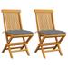 Suzicca Patio Chairs with Gray Cushions 2 pcs Solid Teak Wood