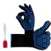 BBQ Gloves 1472Â°F Extreme Heat Resistant Grill Gloves Fireproof Gloves Barbecue Gloves Oven Mitts for Smoker Cooking Baking with Sauce Basting Brush & Meat Shredder Claws(Blue)