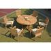 Grade-A Teak Dining Set: 6 Seater 7 Pc: 60 Round Table And 6 Wave Stacking Arm Chairs Outdoor Patio WholesaleTeak #WMDSWVm
