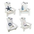 OUNONA 4Pcs Mediterranean Style Beach Chair Ornament Mini Wooden Chair Adornment