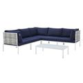 Lounge Sectional Sofa Chair Table Set Sunbrella Aluminum Metal Steel Blue Navy Modern Contemporary Urban Design Outdoor Patio Balcony Cafe Bistro Garden Furniture Hotel Hospitality