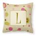 Carolines Treasures CJ1004-LPW1414 Letter L Initial Monogram - Tan Dots Fabric Decorative Pillow 14Hx14W multicolor