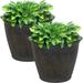 Sunnydaze Anjelica Polyresin Outdoor Flower Pot Planter - Set of 2 - Sable