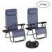 Somerset Home Zero Gravity Chairs with Side Table - 2-Pack (Navy Blue)