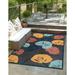 Unique Loom Caulker Belize Indoor/Outdoor Rug Charcoal/Light Blue 5 3 x 8 Rectangle Textured Floral Modern Perfect For Patio Deck Garage Entryway