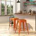 Merrick Lane Orange 24 High Backless Metal Counter Height Stool with Square Seat for Indoor-Outdoor Use