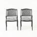 Noble House Estella Patio Dining Arm Chair in Black and Charcoal (Set of 2)