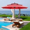 Autlaycil Patio Umbrella 10FT Outdoor Umbrella W/ 3 Tiers Adjustable Outdoor Market Umbrella W/ Crank and Tilt Table Umbrella for Garden Lawn Backyard and Pool-Red