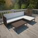 3 Piece Garden Set with Cushions Poly Rattan Brown