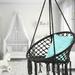 KWANSHOP Hanging Hammock Chair Macrame Swing Seat Mesh Handmade Knitted Hanging Cotton Rope Chair for Indoor/Outdoor Home Patio Garden Back Yard Black