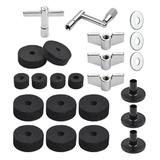 Vistreck 23pcs Cymbal Replacement Accessories Drum Parts with Cymbal Stand Felts Drum Cymbal Felt Pads Include Wing Nuts Washers Cymbal Sleeves and Drum Key