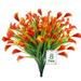 Morttic 8 Bundles Artificial Flower Calla Lily Outdoor Decoration Faux Plastic Plants Summer Flowers UV Resistant Greenery for Outside Home Hanging Planter Porch Window Box Decor Orange Red