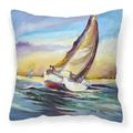 Carolines Treasures JMK1237PW1414 Horn Island Boat Race Sailboats Canvas Fabric Decorative Pillow 14Hx14W multicolor