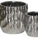 Urban Trends Collection 45905 Ceramic Cylindrical Pot with Wide Mouth & Embossed Rectangle Design Body Silver - Set