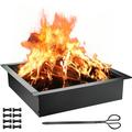 BENTISM Fire Pit Ring 30 Square Fire Pit Insert Heavy Duty Steel Fire Ring DIY Bonfire Liner with Tongs Insert with Simple Installation for Outdoor Patio Backyard