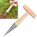 Stainless Steel Sow Dibber with Wooden Handle Long Handle Hand Held Bulb Planter Tool for Planting Garden Hole Punch Tool for Transplant Plants Planting