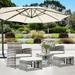 5 PCS Patio Wicker Sectional Sofa Set SYNGAR Outdoor PE Rattan Conversation Furniture Set w/ Cushioned Chair Ottoman & Coffee Table All-Weather Furniture Set for Yard Balcony Porch Gray D1076