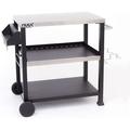 NUUK Three-Shelf Movable Outdoor Dining Cart Table 20 x 32 NSF Stainless Steel Commercial Multifunctional Heavy Duty Kitchen Food Prep Worktable on Wheels