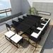 Andoer 13 Piece Outdoor Dining Set with Cushions Poly Rattan Black