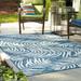 Unique Loom Palm Indoor/Outdoor Botanical Rug Teal/Ivory 9 x 12 Rectangle Floral / Botanical Tropical Perfect For Patio Deck Garage Entryway