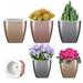 HEMOPLT Pack of 6 Self Watering Planters 5/6.8 Inch Simulated Metallic Plant Pots Thickness of 0.15 Sturdy Flower Pots Ideal Birthday (Champagne Gold Black Silver Rose Gold) Plastic