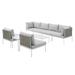 Lounge Sectional Sofa Chair Table Set Sunbrella Aluminum Metal Steel Grey Gray Modern Contemporary Urban Design Outdoor Patio Balcony Cafe Bistro Garden Furniture Hotel Hospitality