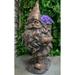 Hiking Garden Gnome With Spade And Wicker Basket Bag Floral Planter Vase Statue