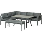 Outsunny L-shaped Sectional Sofa 2 Couches Table Bench Gray