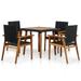 Andoer 5 Piece Outdoor Dining Set Poly Rattan Black and Brown