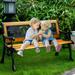 Outdoor Garden Bench Patio Bench for Kids Small Park Bench with Cast Iron Armrest Metal Wood Bench for Children Bronze