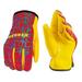 Kids Genuine Leather Work Gloves Kids Gardening Work Gloves Safety Gloves Reflective Breathable Design Perfect for Children Gardening Yard Work Outdoor (Medium Red 4-6 Years Old)