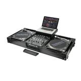 BLACK LABEL LOW PROFILE (1-TEIR) GLIDE STYLE DJ COFFIN W/WHLS FOR A 12 FORMAT DJ MIXER & TWO TURNTABLES IN BATTLE POSITION *replaces the FZGSLBM12WBL