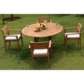 Teak Dining Set:4 Seater 5 Pc - 60 Round Table And 4 Montana Stacking Arm Chairs Outdoor Patio Grade-A Teak Wood WholesaleTeak #WMDSMT5