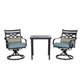 Hanover Montclair 3-Piece Seats 2 All-Weather Outdoor Patio Bistro Dining Set Steel Ocean Blue