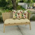 Jordan Manufacturing 16 x 16 Beige Leaves Outdoor Throw Pillow (Set of 2)