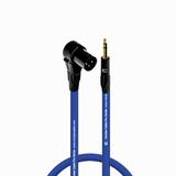 Right Angle 3-Pin XLR Male to 3.5 TRS Male - 1.5 Feet - Blue - Pro 3-Pin Microphone Connector for Powered Speakers Audio Interface or Mixer for Live Performance & Recording 1.5 Feet Blue